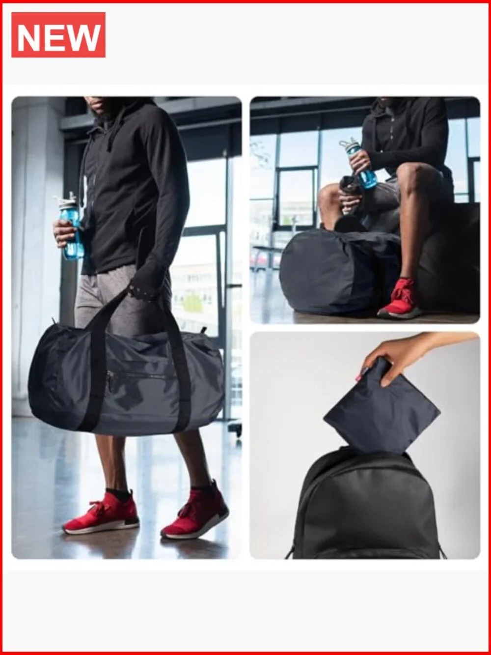 Lightweight Travel Duffel Bag, Water-Resistant Sports Gym Bag, 32L Foldable